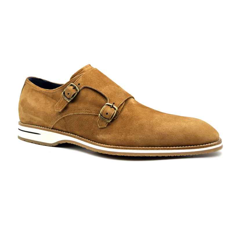 56-100-CGN LEGERRA Sueded Goatskin Monkstrap, Cognac