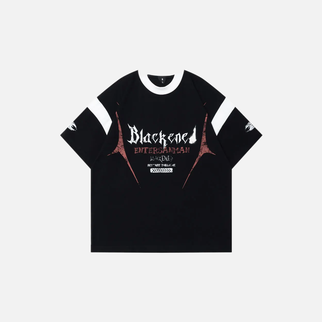 Warm Graphic Printed V-Neck Cotton Racing T-Shirt - Luxuryurbanwear