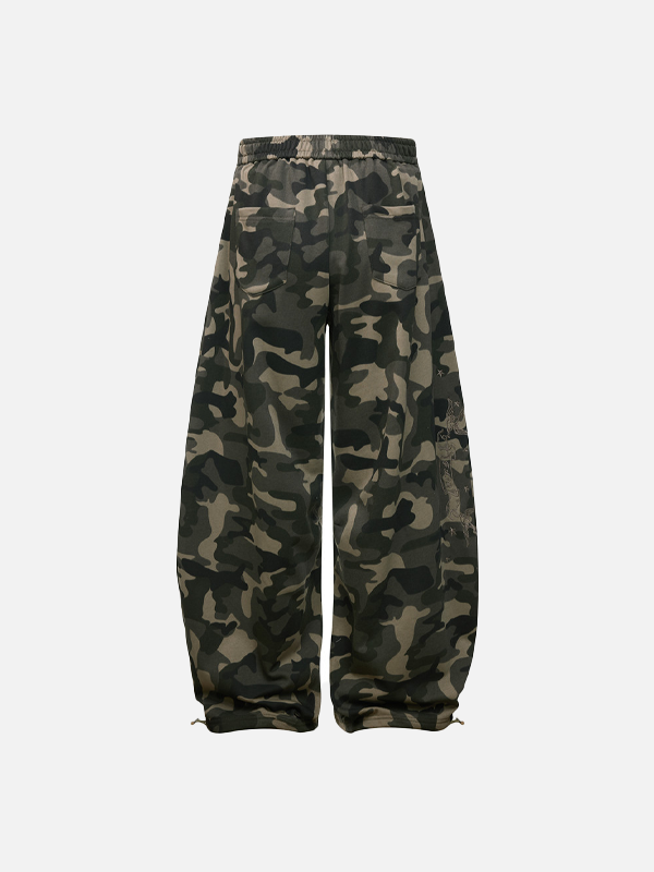 Camouflage Machete Drawstring Wide Leg Jogger - Luxuryurbanwear