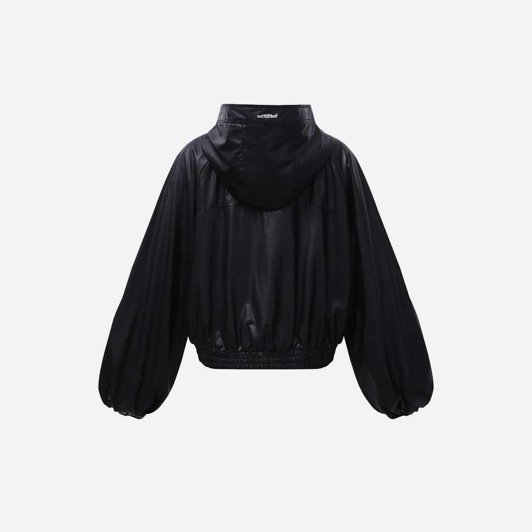 Streetwear Stylish Faux Hooded Puffer Leather Jacket - Luxuryurbanwear