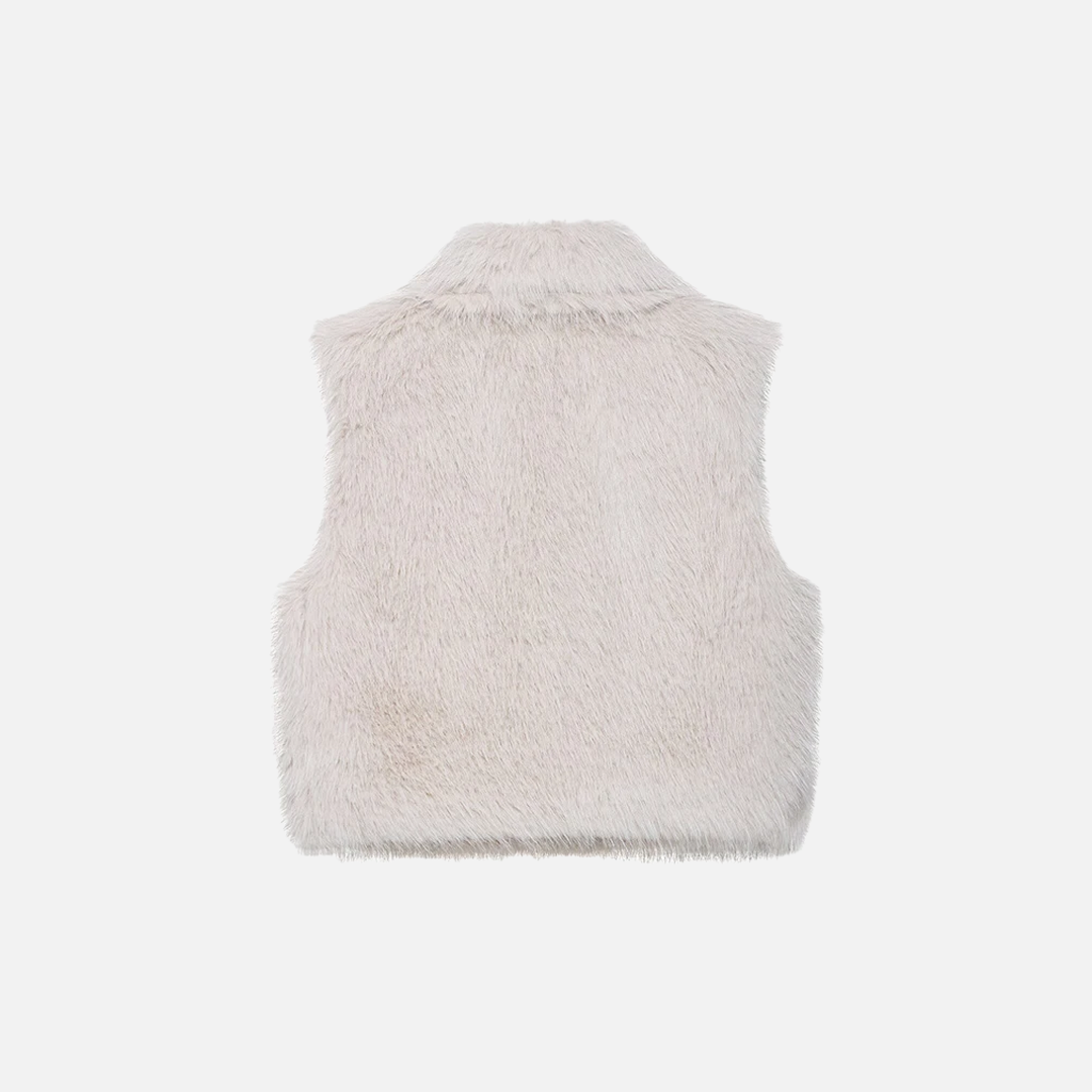 Fashionable Chic Beige Faux Fur Vest - Luxuryurbanwear