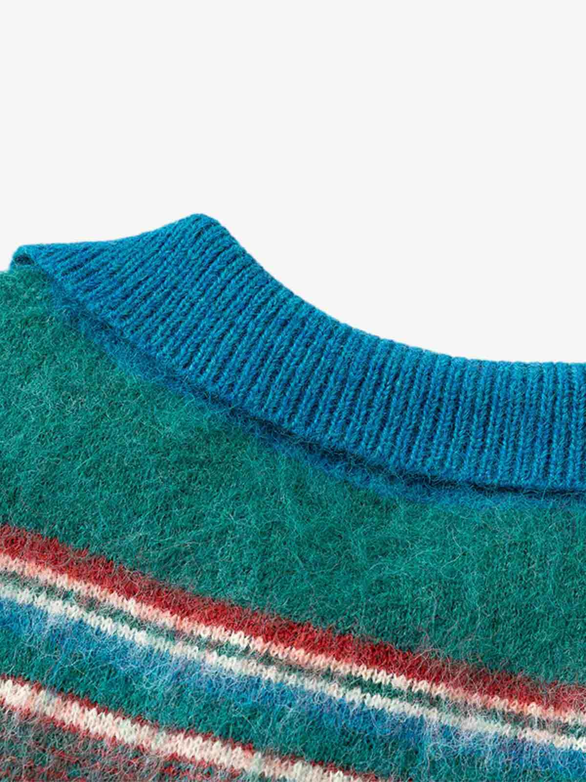 Vintage Striped Jacquard Polo Knit Sweater