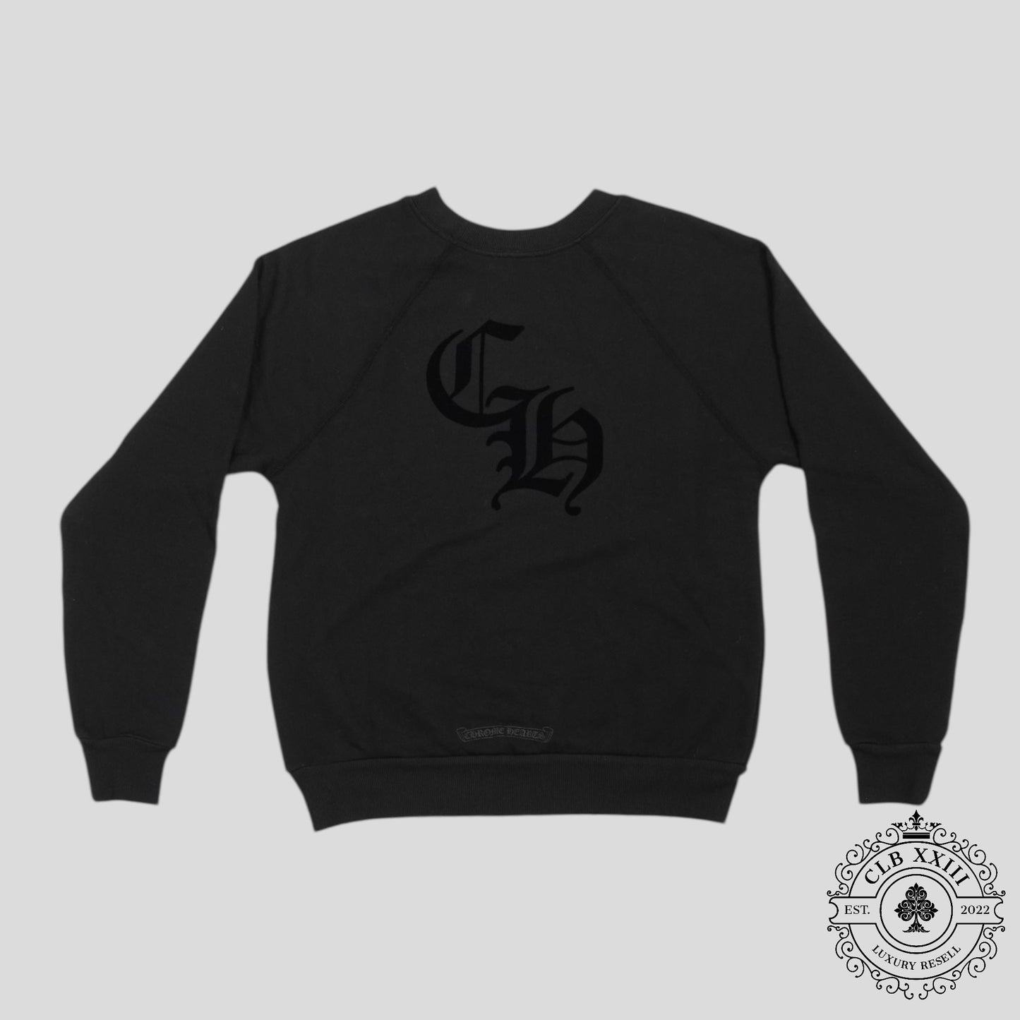 Chrome Hearts Women's Triple Cross CH Flocked Crewneck in Black