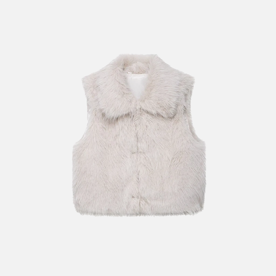 Fashionable Chic Beige Faux Fur Vest - Luxuryurbanwear