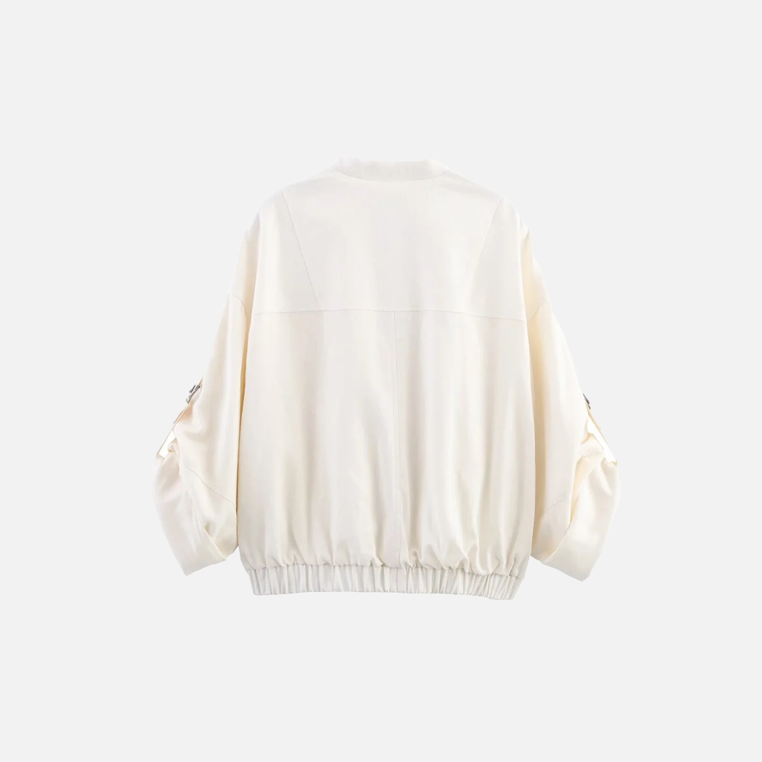Insulated Linen Blend Zipper Windbreaker Jacket - Luxuryurbanwear