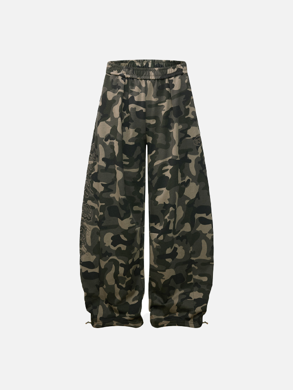 Camouflage Machete Drawstring Wide Leg Jogger - Luxuryurbanwear