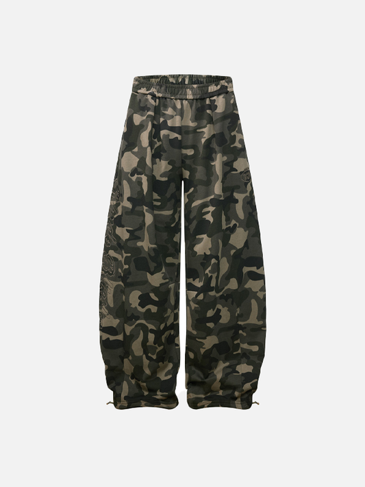 Camouflage Machete Drawstring Wide Leg Jogger - Luxuryurbanwear