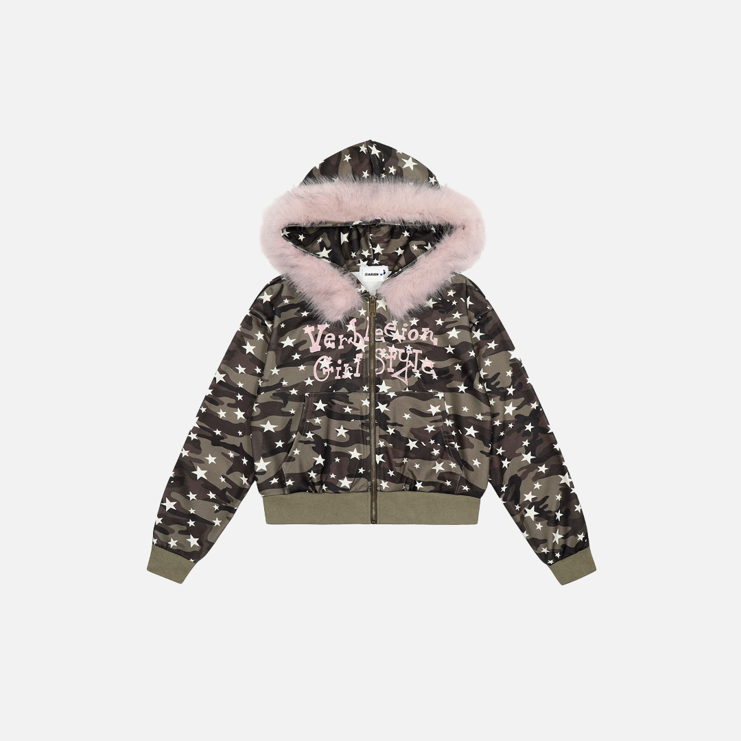 Vintage Streetwear Star Camo Hooded Sweatshirt - Luxuryurbanwear
