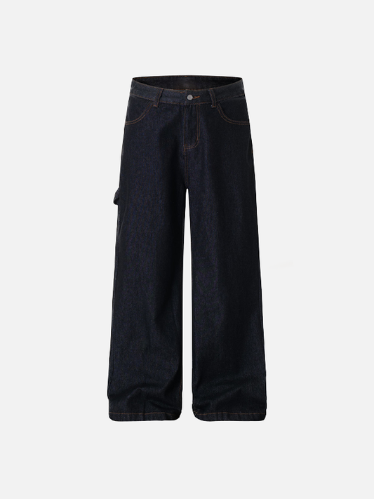 Streetwear American Plant Letter Printed Denim Jeans - Luxuryurbanwear