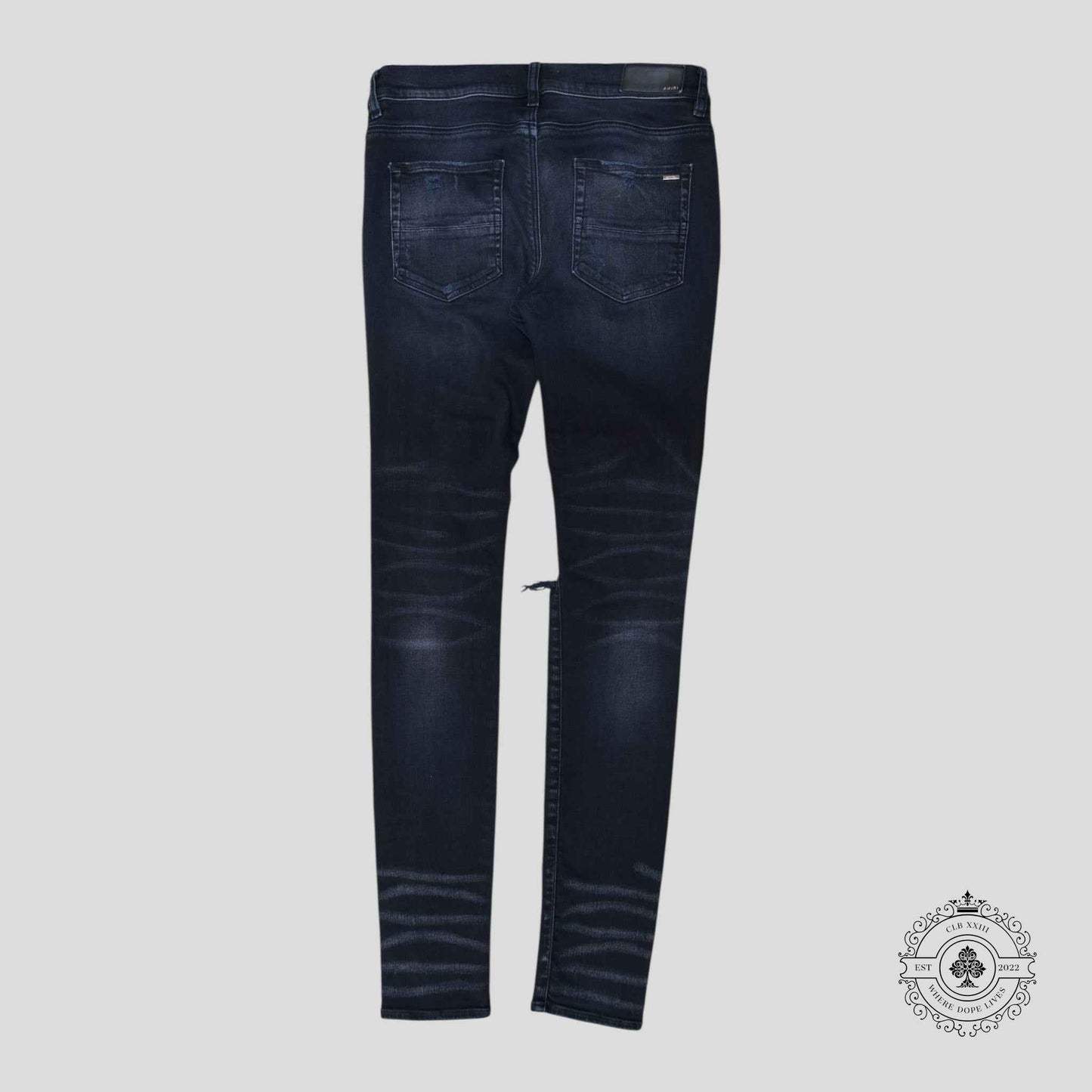 Amiri MX1 Thrashed Denim in Aged Black