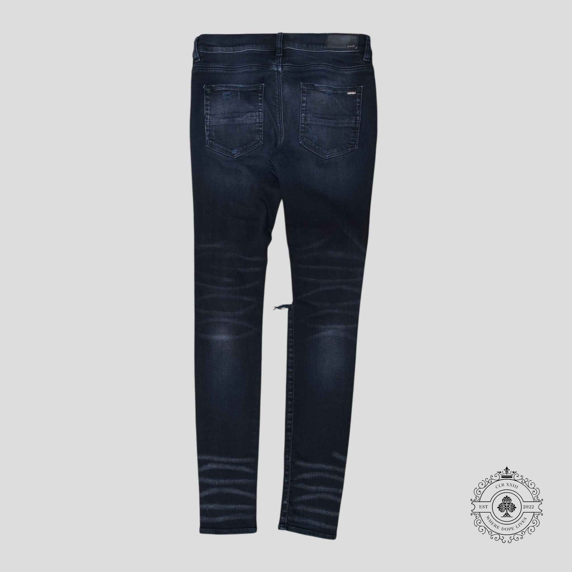 Amiri MX1 Thrashed Denim in Aged Black