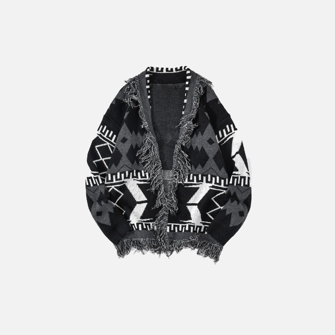 Gothic Ripped Grunge Japanese Style Knit Cardigan - Luxuryurbanwear