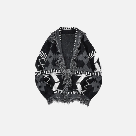 Gothic Ripped Grunge Japanese Style Knit Cardigan - Luxuryurbanwear