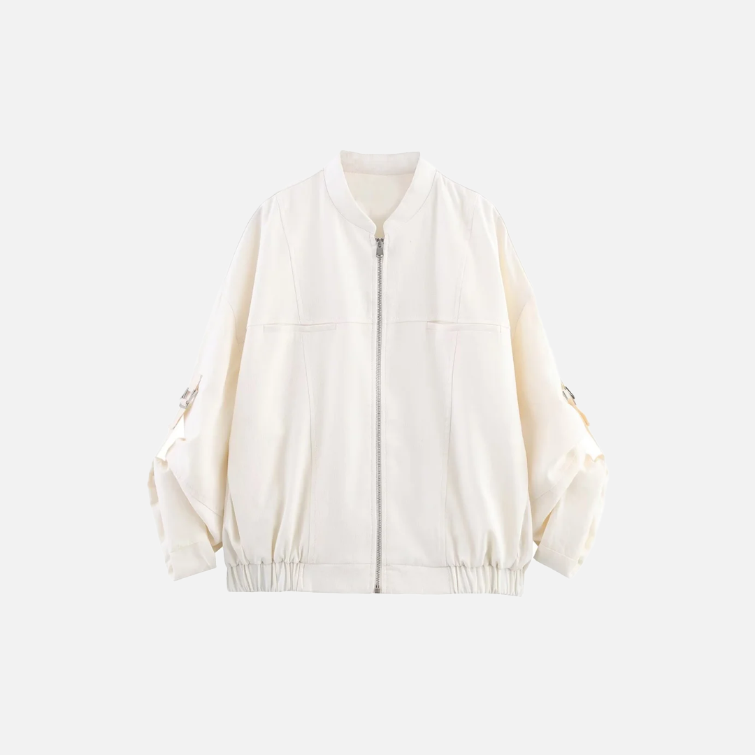 Insulated Linen Blend Zipper Windbreaker Jacket - Luxuryurbanwear