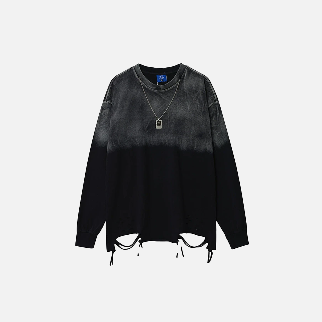 Flexible Gothing Distressed Ripped Long Sleeve T-Shirt - Luxuryurbanwear