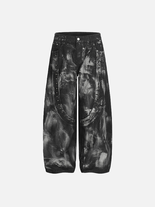 Ink Splatter Painted Heavy-Duty Punk Denim Jeans - Luxuryurbanwear
