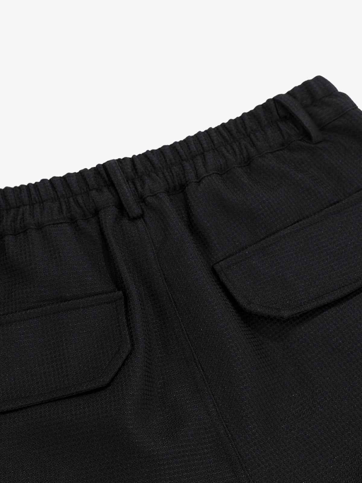 Multi-Pocket Textured Fabric Flared Pants