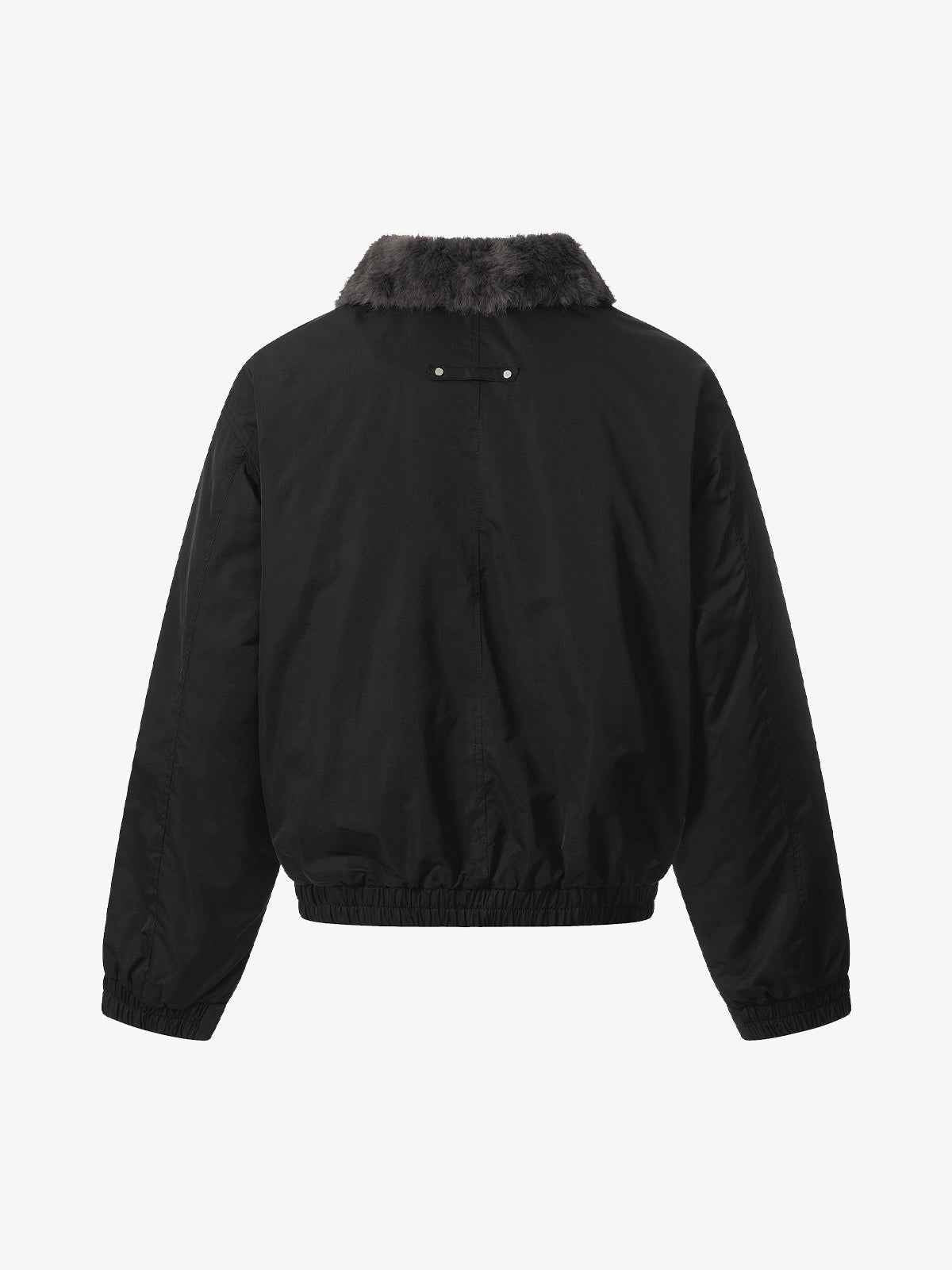 Faux Fur Collar Zipper Padded Bomber Jacket