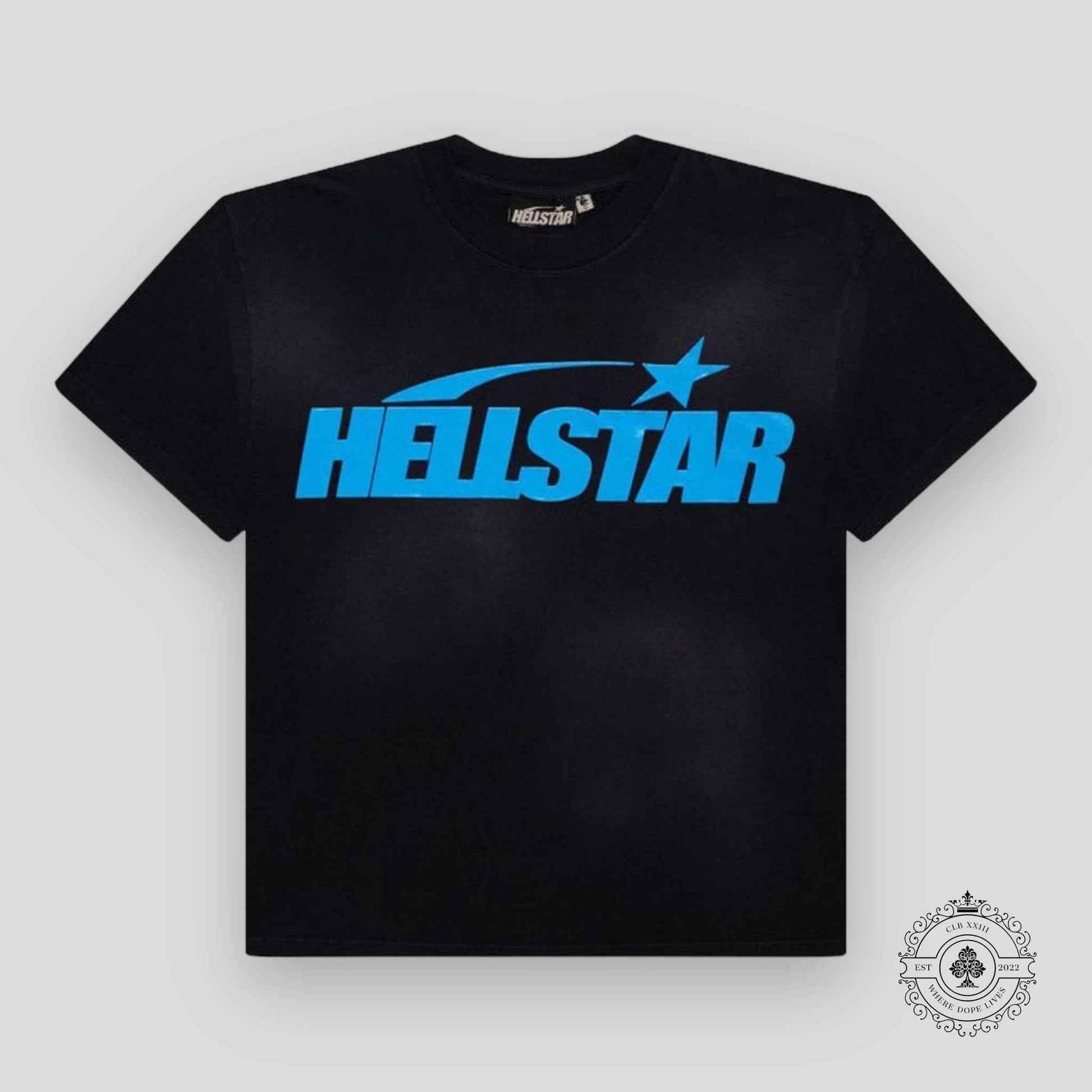 Hellstar Sport Logo Gel T-shirt in Black / Blue