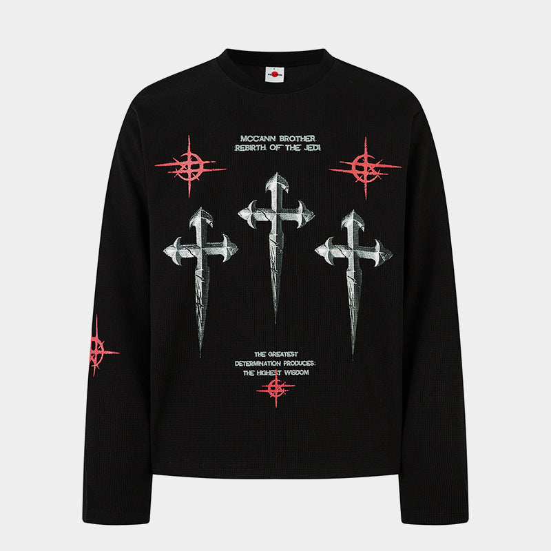 Gothic Cross Print | Graphic Sweatshirt - Luxuryurbanwear