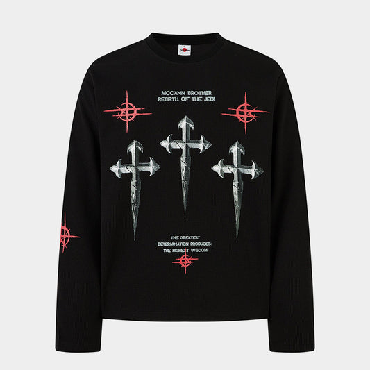 Gothic Cross Print | Graphic Sweatshirt - Luxuryurbanwear