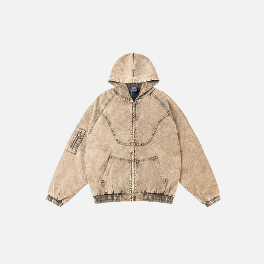 Retro American Style Washed Hooded Denim Jacket - Luxuryurbanwear