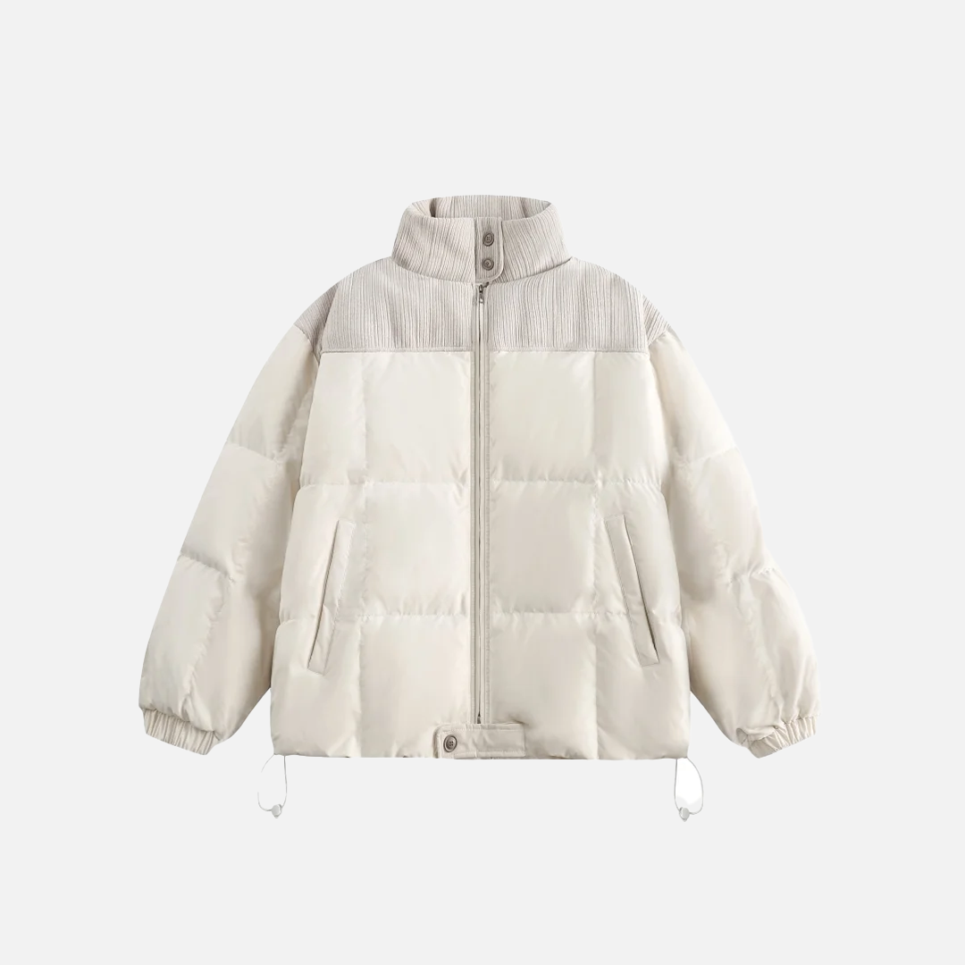 Premium Patchwork Down Drawstring Puffer Jacket - Luxuryurbanwear