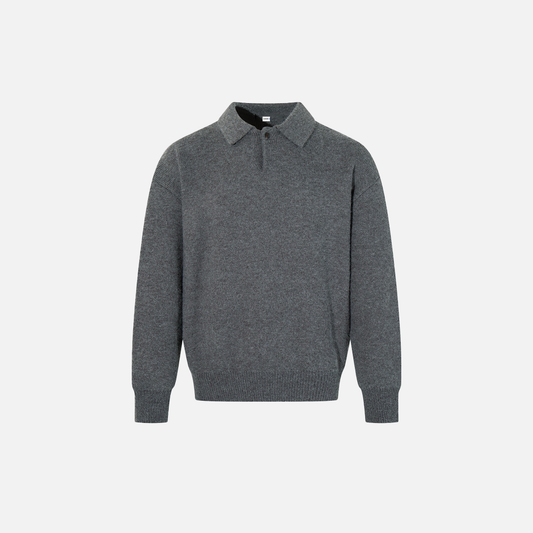 Breathable Minimalist European Style Knit Polo Sweater - Luxuryurbanwear