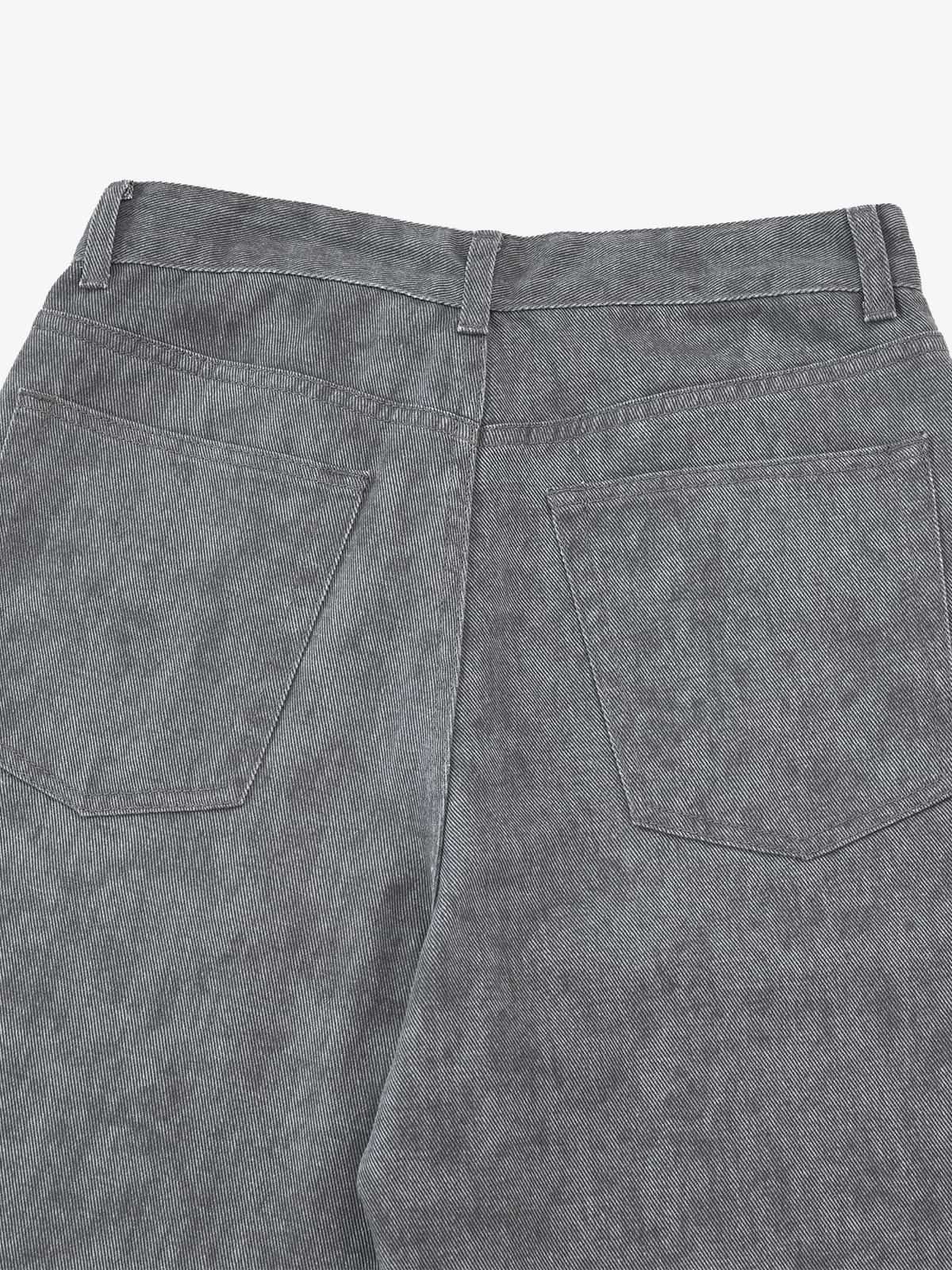 Retro Distressed Washed Texture Wide-Leg Pants - Luxuryurbanwear