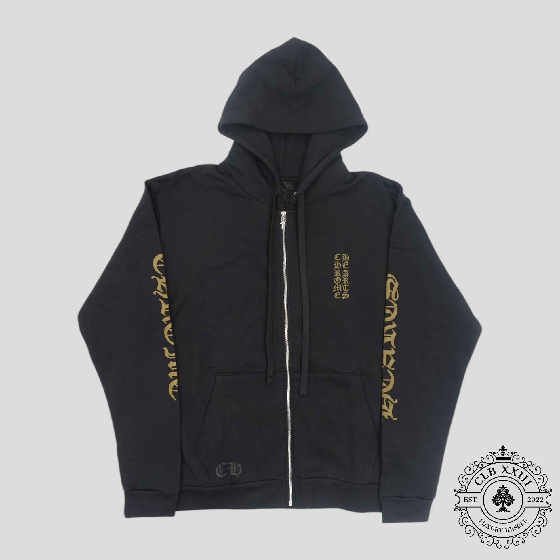 Chrome Hearts Vertical Logo Zip Up in Black / Olive