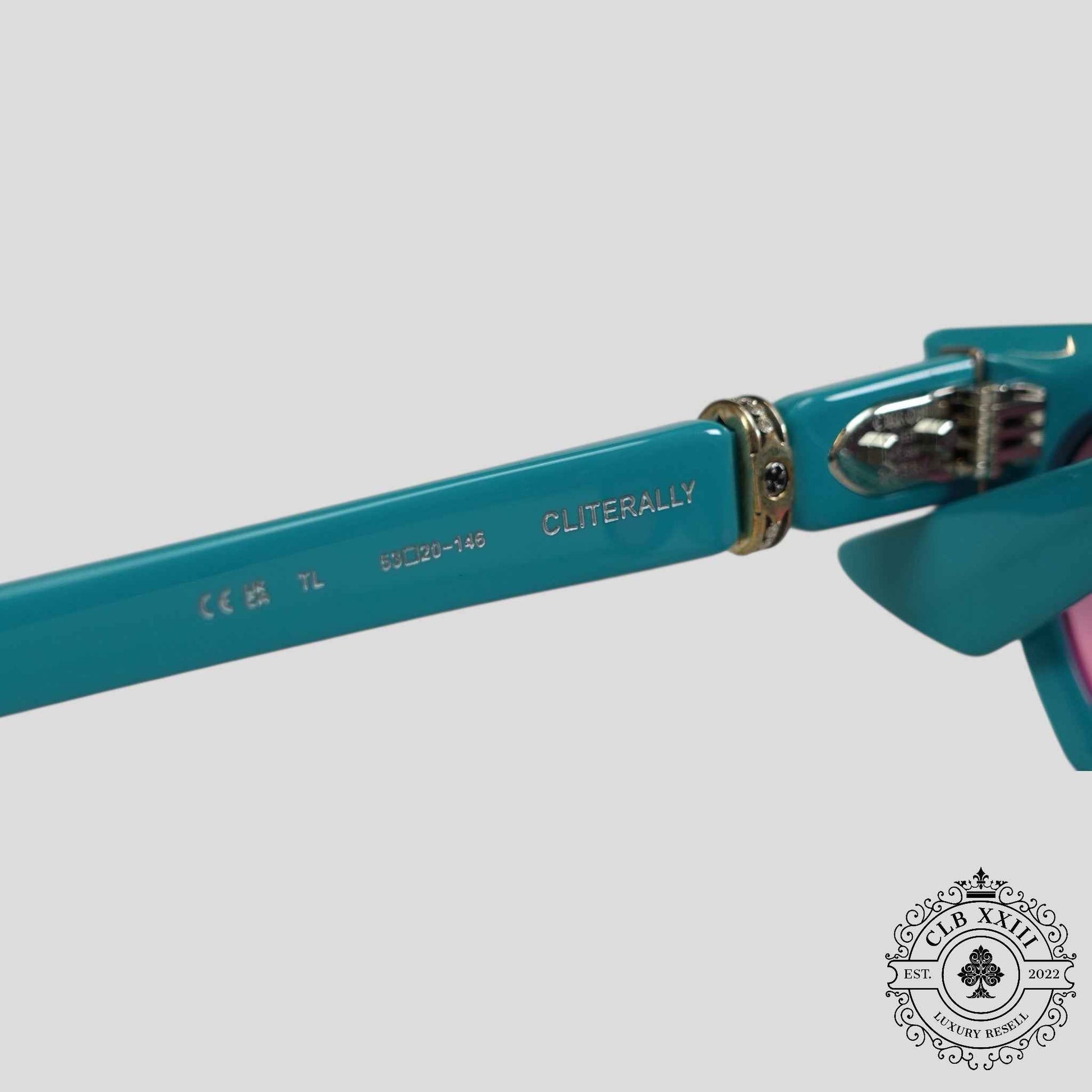 Chrome Hearts Cliterally Diamond Embellished Glasses in Blue/Silver