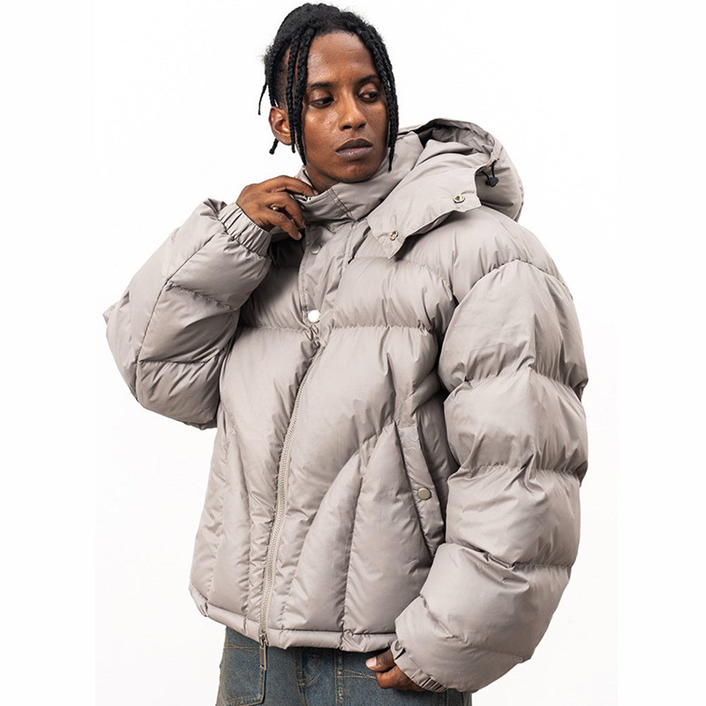 Oversized Padded Puffer Jacket - Hooded Full-Zip Streetwear | LuxuryUrbanwear - Luxuryurbanwear