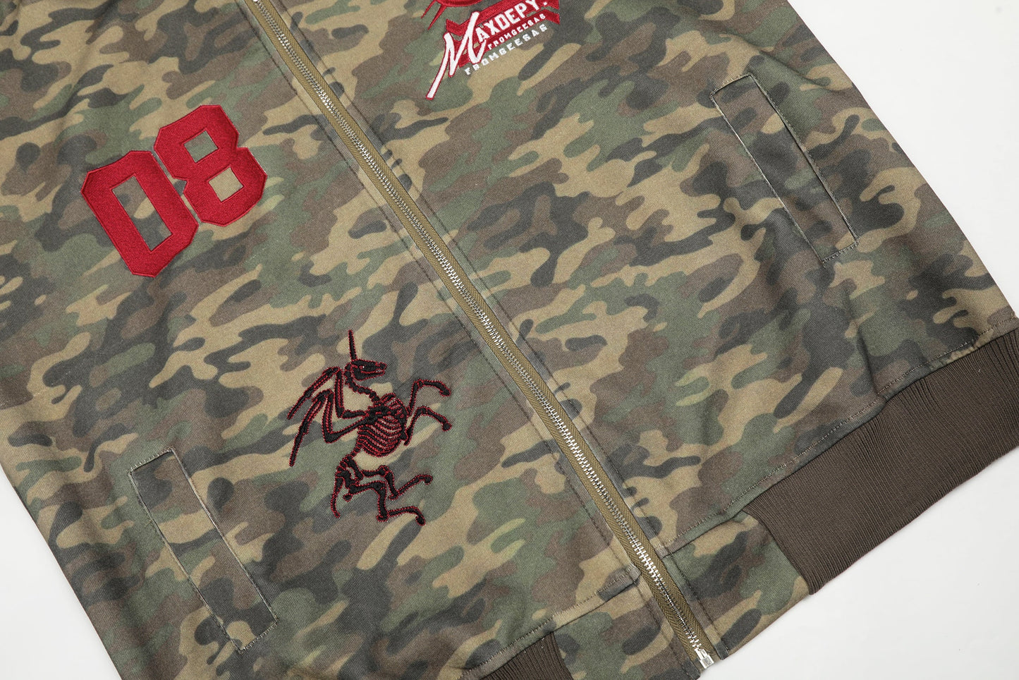 Camo Varsity Patch | Zip Up Hoodie - Luxuryurbanwear