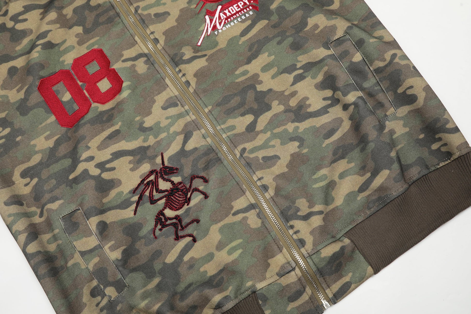 Camo Varsity Patch | Zip Up Hoodie - Luxuryurbanwear