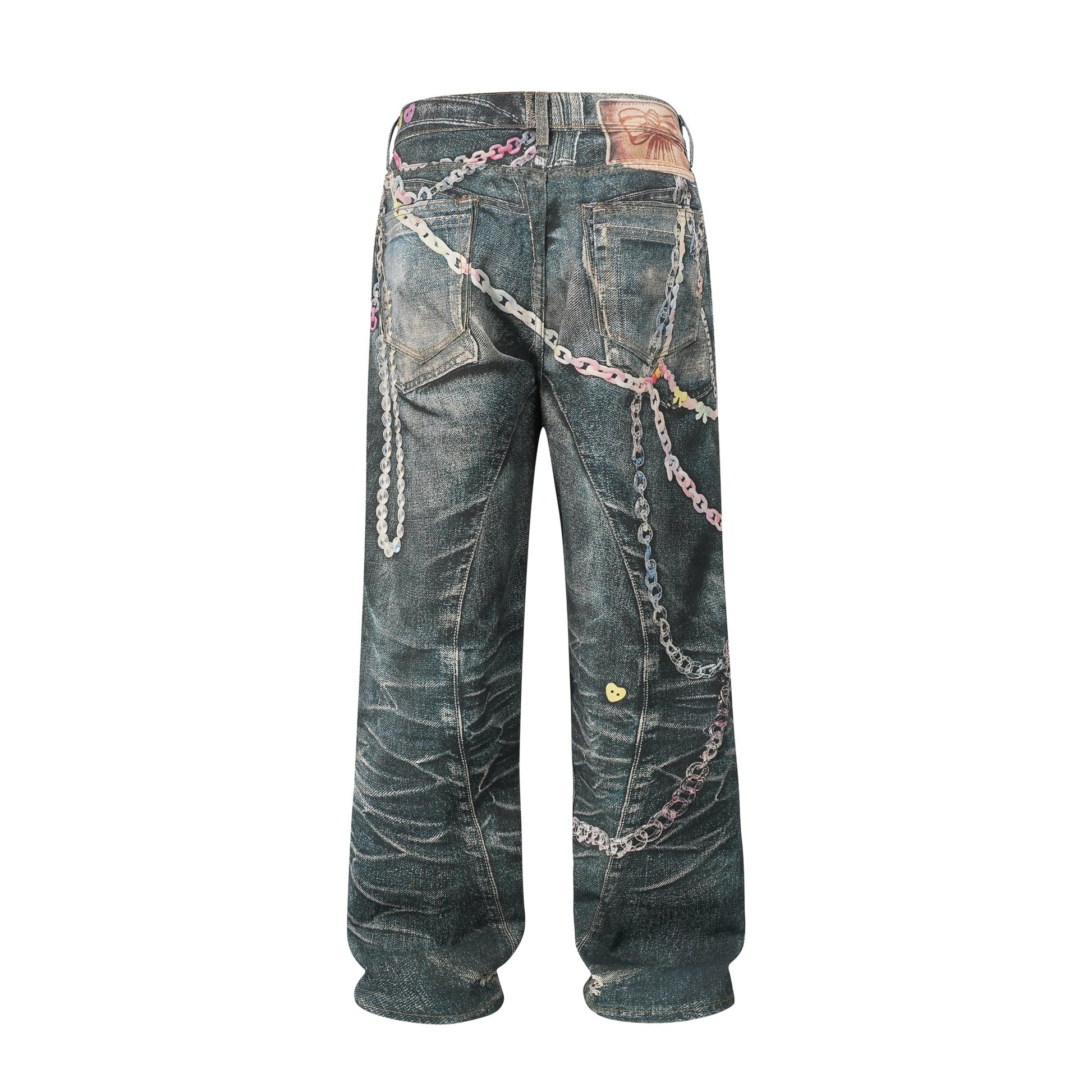 Pastel Chain Print | Denim Jeans - Luxuryurbanwear