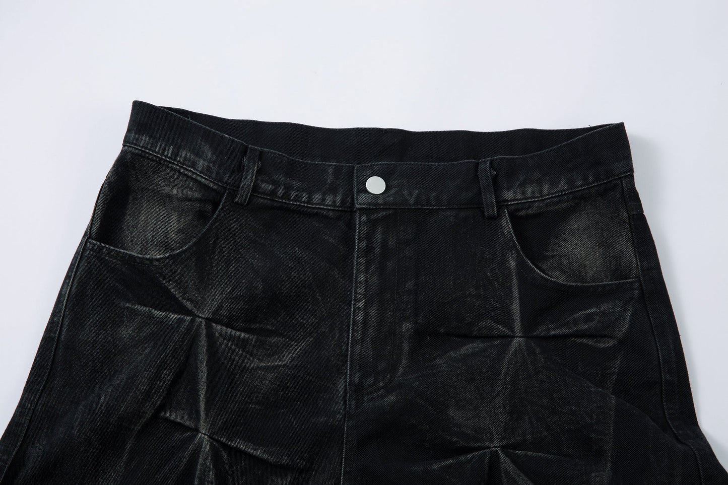 Washed Distressed Pleated | Baggy Jeans