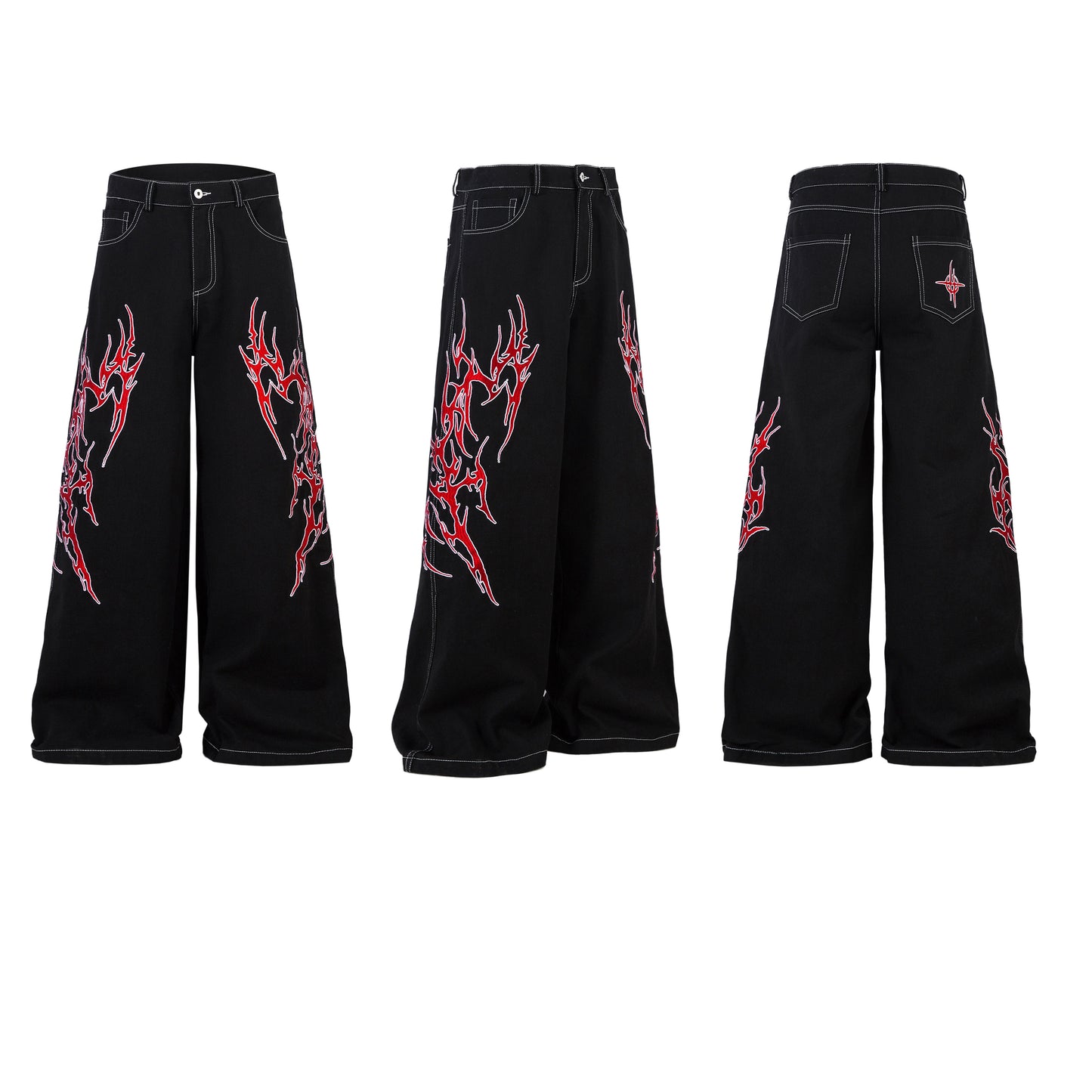 Flame Graphic | Baggy Jeans - Luxuryurbanwear