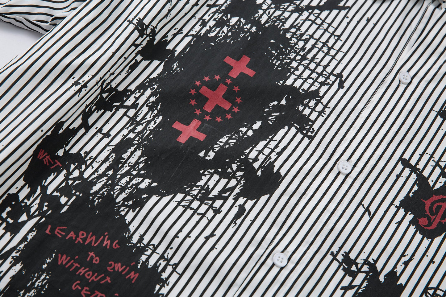 Graffiti Print Layered | Striped Sweatshirt - Luxuryurbanwear