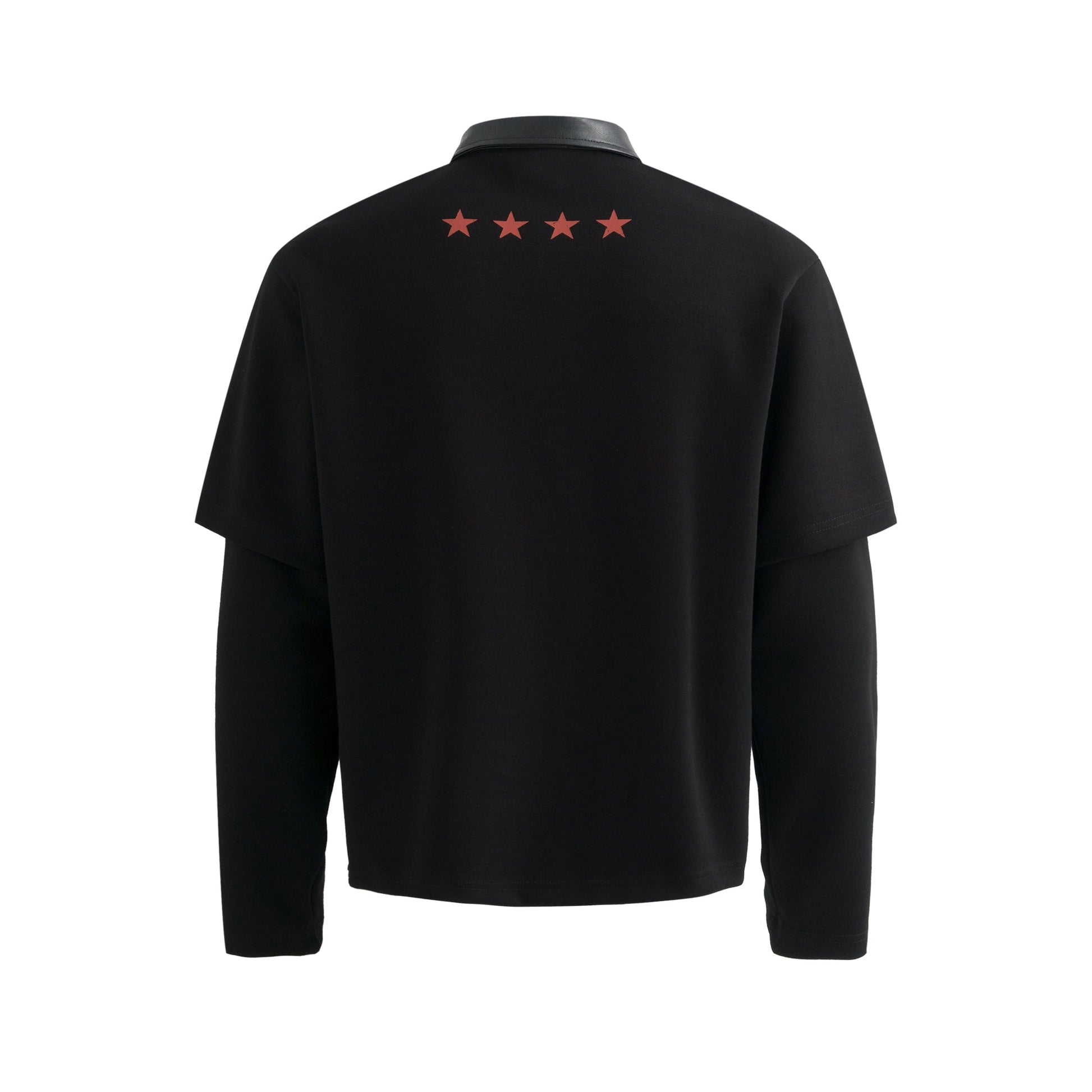 Star Print Patchwork | Leather-Neck Sweatshirt - Luxuryurbanwear