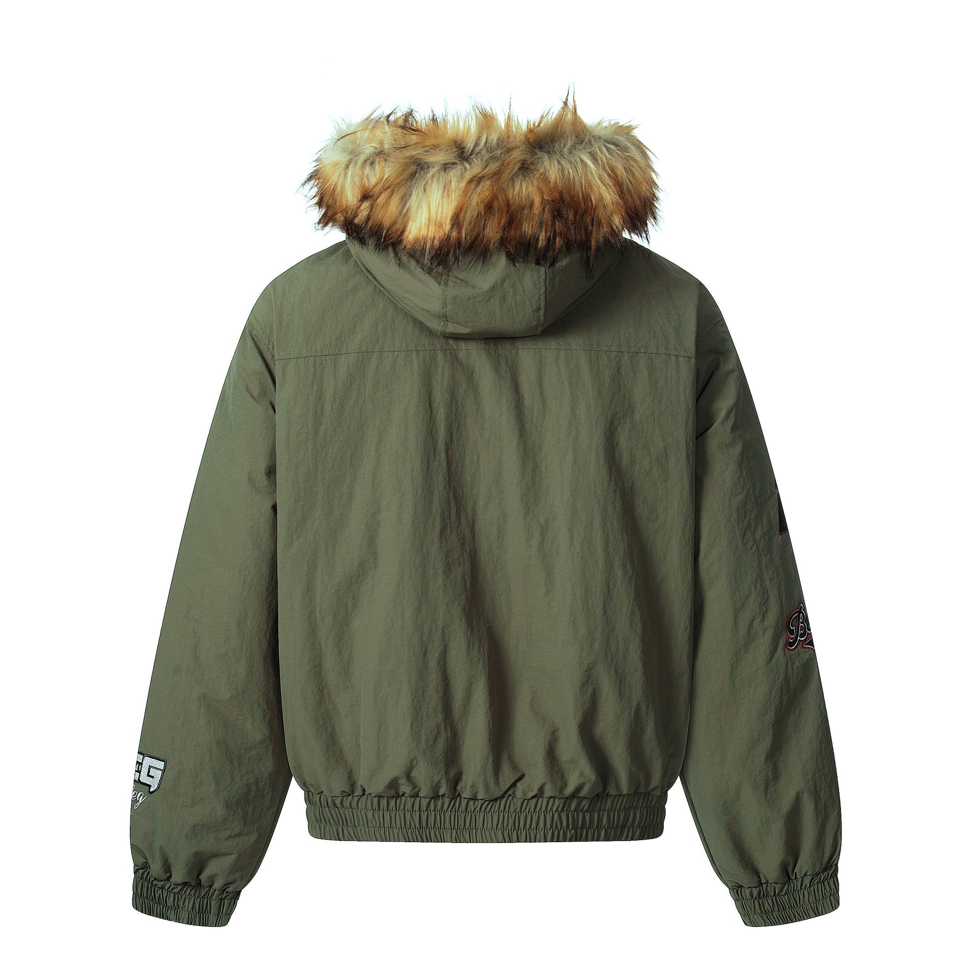 Patch Embroidered | Fur Hooded Jacket - Luxuryurbanwear