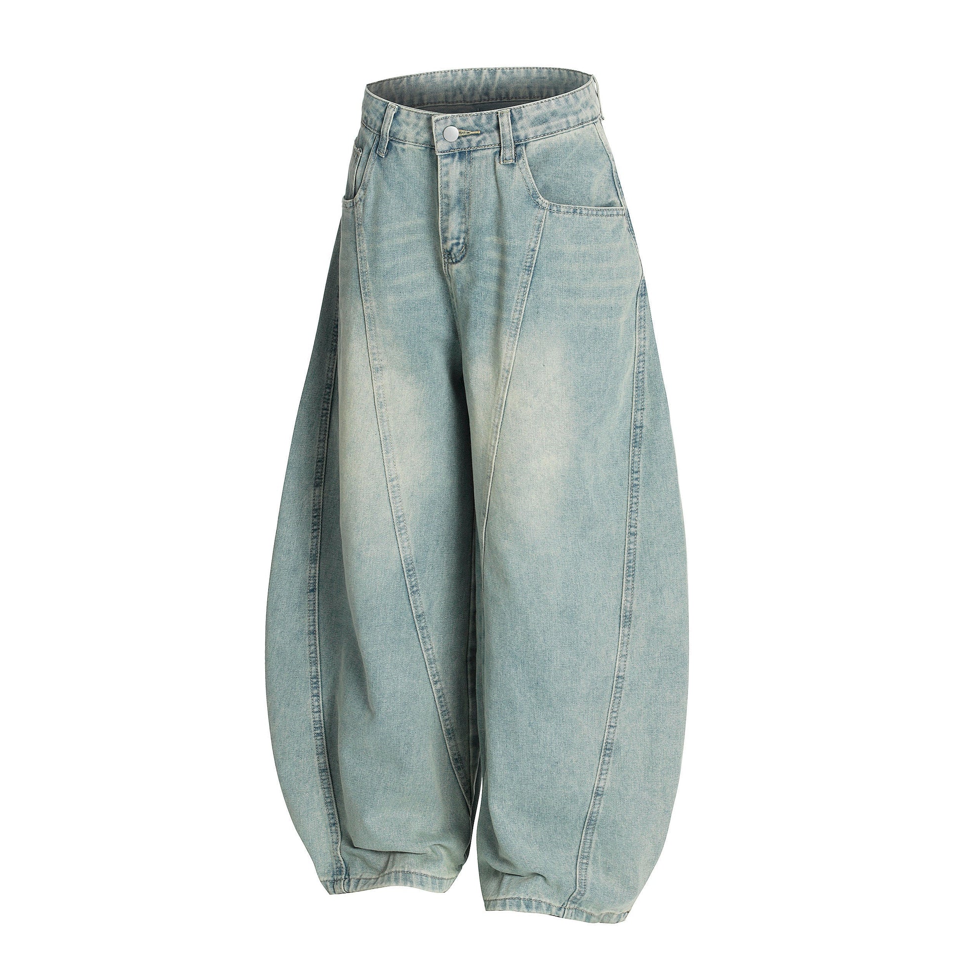 Winter Sky | Knitted Wide-Leg Denim Pants - Luxuryurbanwear