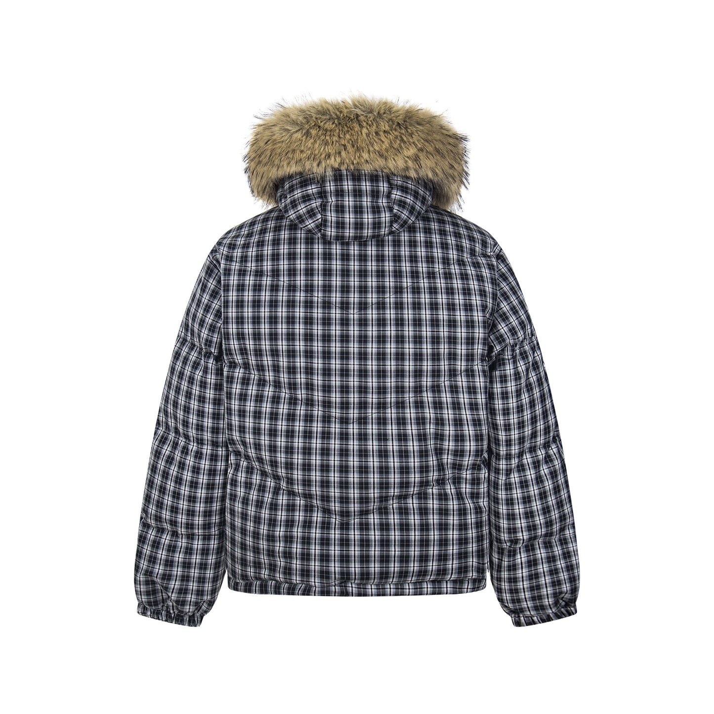 Winter Nest | Faux Fur Trimmed Plaid Puffer - Luxuryurbanwear