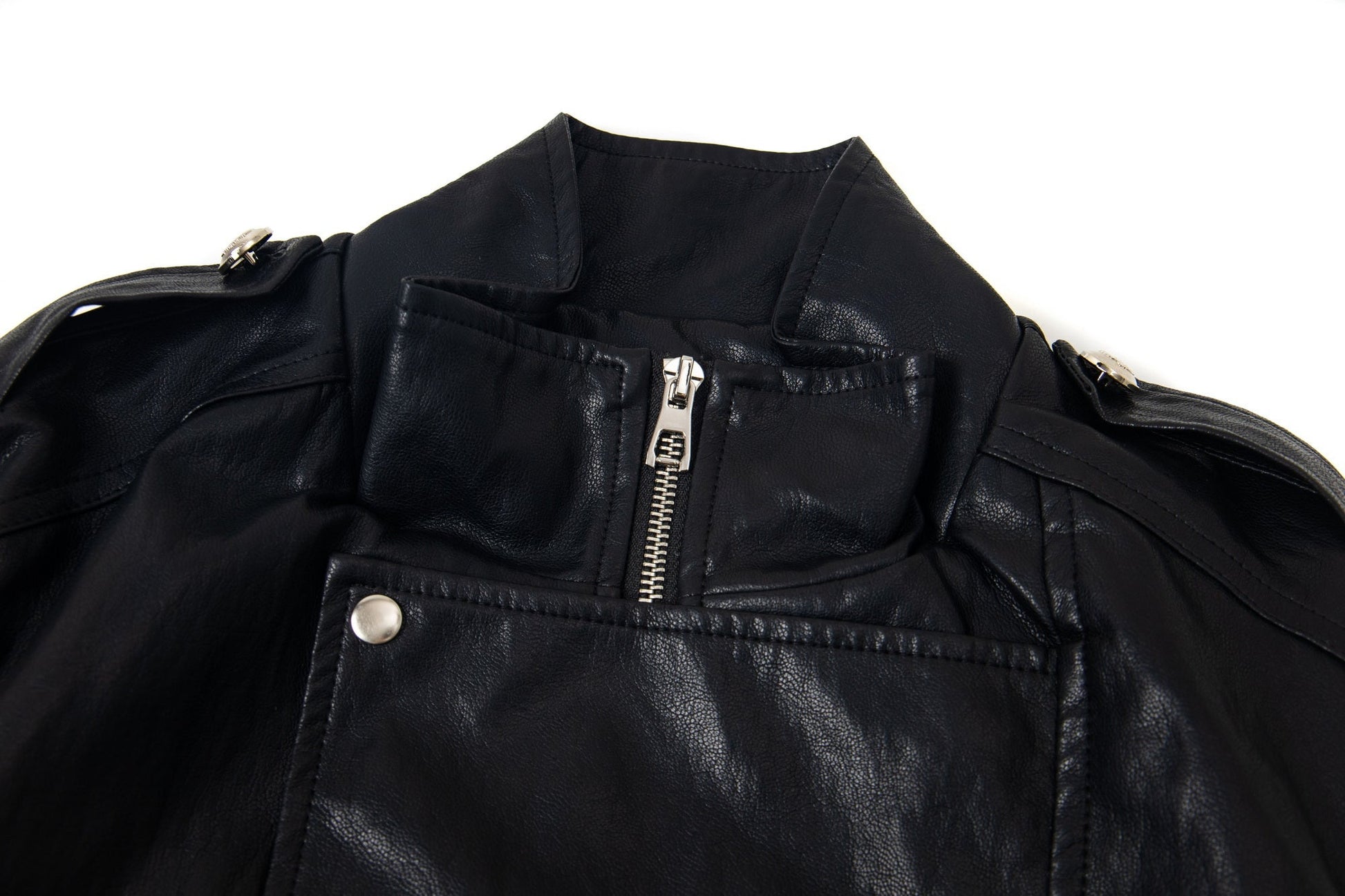 Street Rebel | Belted Faux Leather Moto Jacket - Luxuryurbanwear