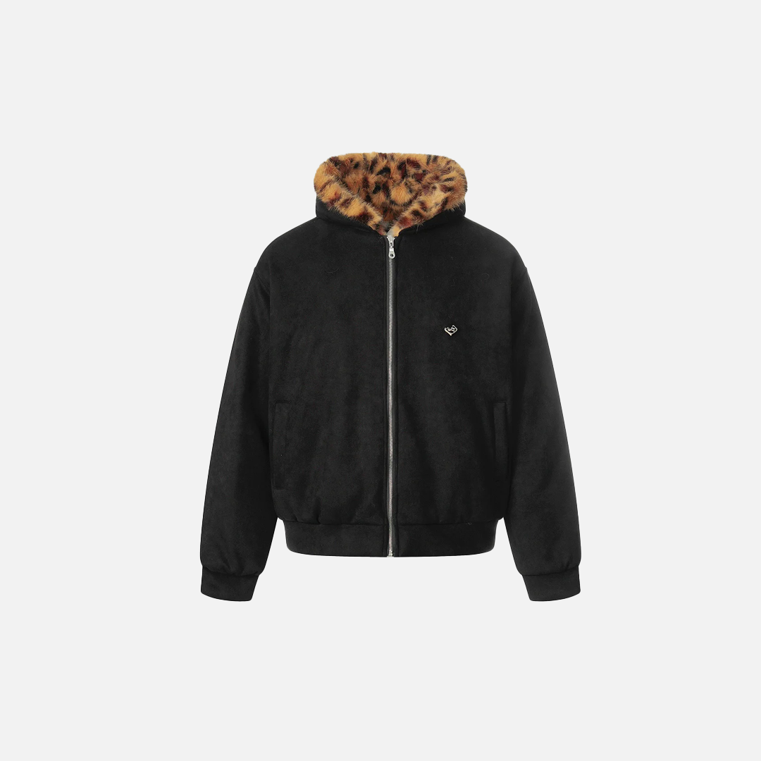 Thick Tiger Print Fur Collar Parka Padded Jacket - Luxuryurbanwear