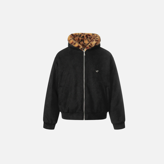 Thick Tiger Print Fur Collar Parka Padded Jacket - Luxuryurbanwear