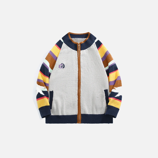 Colorful Rainbow Striped Knit Cardigan - Luxuryurbanwear