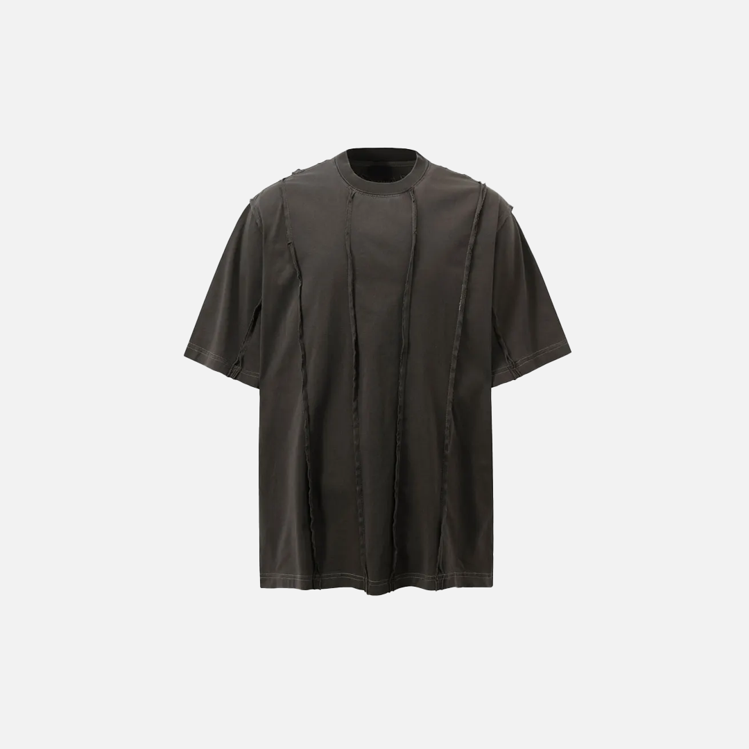 Streetwear Grunge Patchwork Ripped Solid Color T-Shirt - Luxuryurbanwear