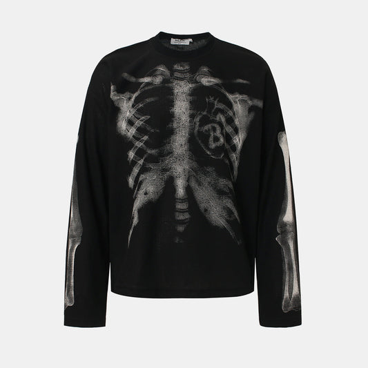 X-Ray Skeleton | Waffle Long Sleeve T-Shirt - Luxuryurbanwear