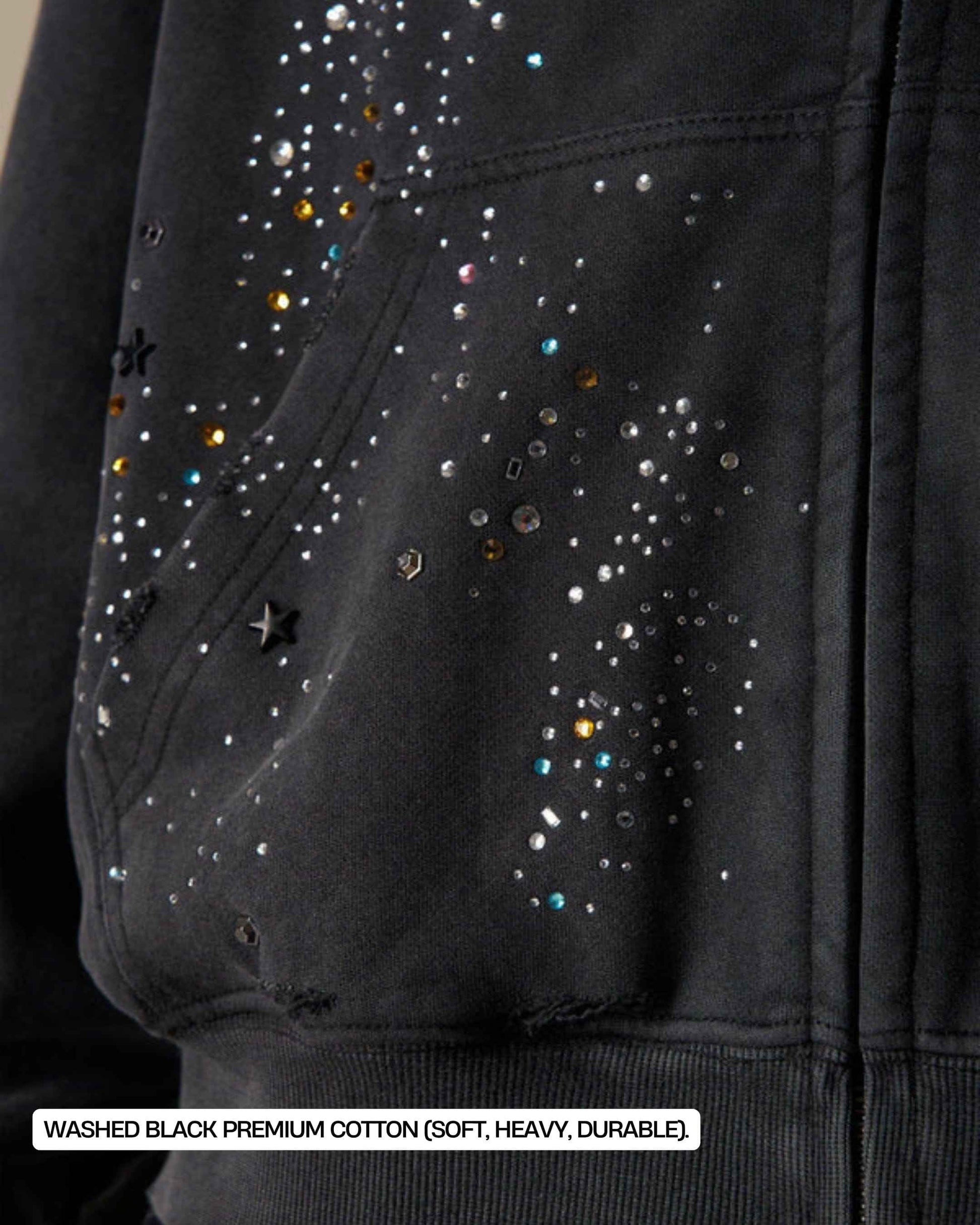 Zip Up Hoodie Rhinestone
