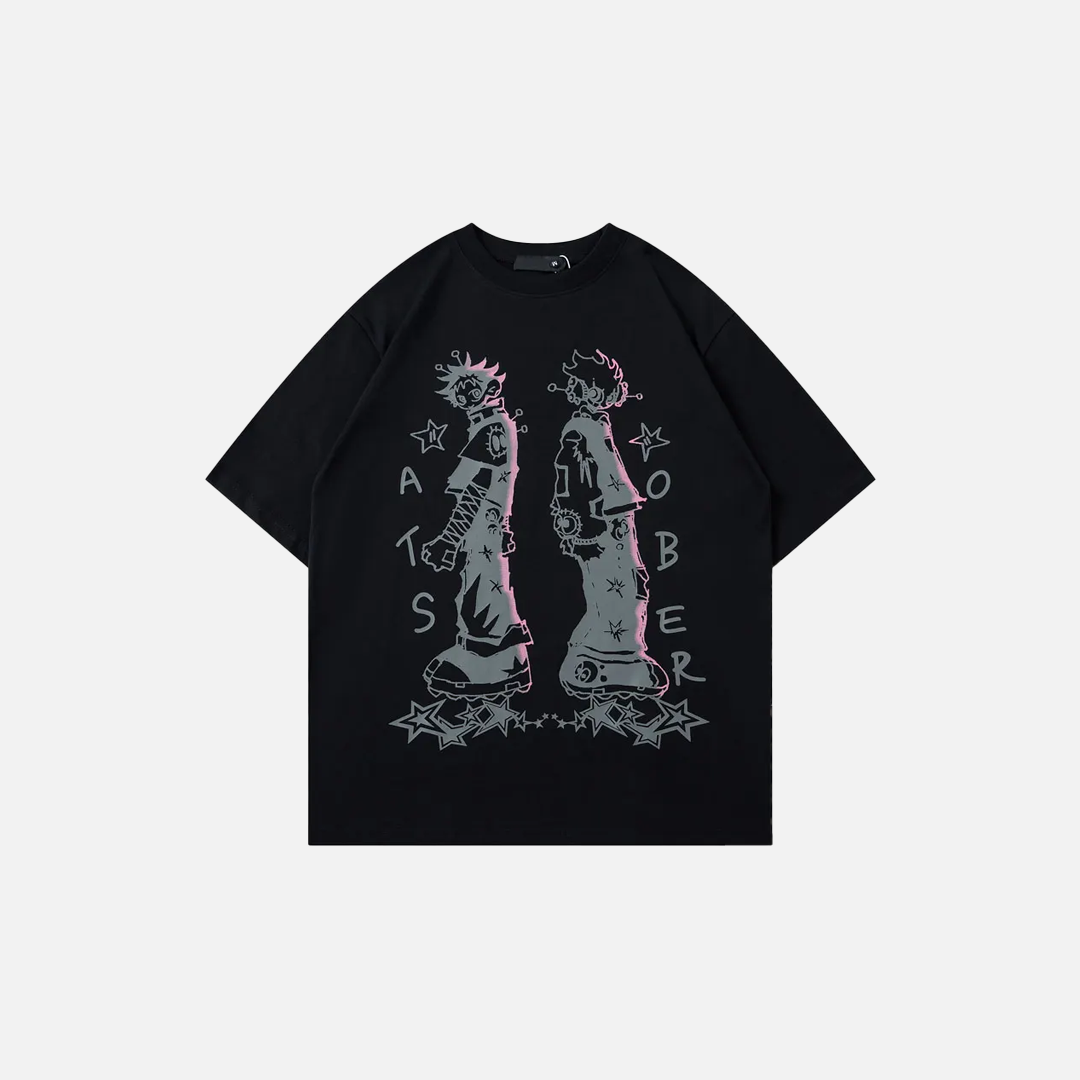Grunge Japanese Anime Cartoon Graphic Cotton T-Shirt - Luxuryurbanwear